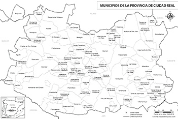 Mapa provincia de Ciudad Real blanco