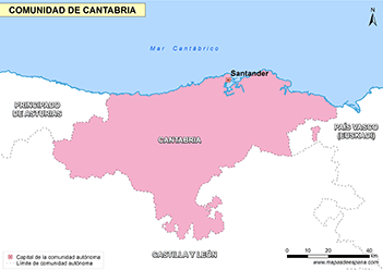 Mapa comunidad de Cantabria