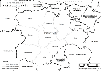 Mapa Castilla y León en blanco