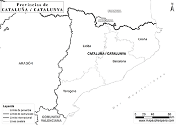 Mapa de Cataluña en blanco.