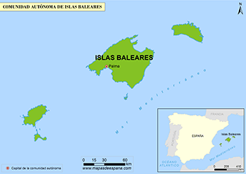 Mapa comunidad autónoma de Islas Baleares