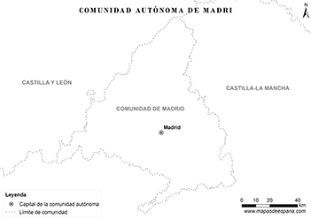 Mapa comunidad autónoma de Madrid en blanco