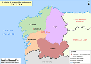 Mapa provincias de Galicia