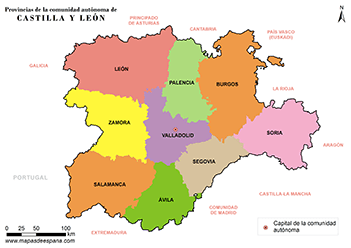 Mapa proincias de Castilla y León