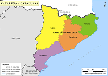 Mapa provincias de Cataluña