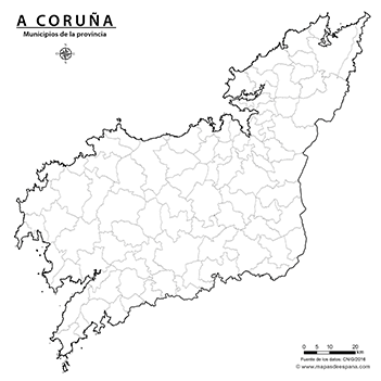 Mapa provincia de A Coruña mudo