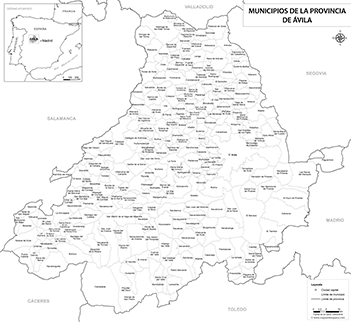 Mapa provincia de Ávila blanco