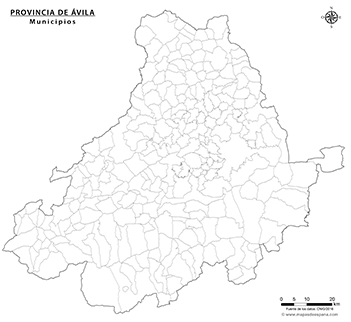 Mapa provincia de Ávila mudo