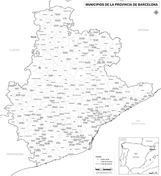 Mapa provincia de Barcelona blanco