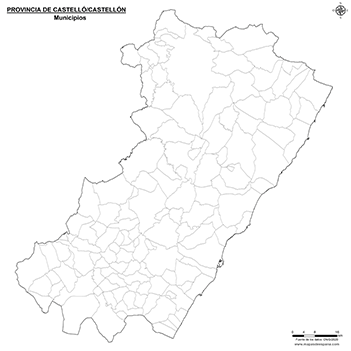 Mapa provincia de Castellón mudo