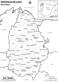 Mapa provincia de Lugo blanco