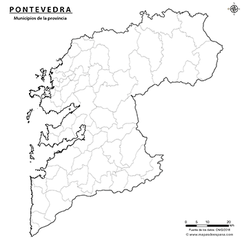 Mapa provincia de Pontevedra mudo