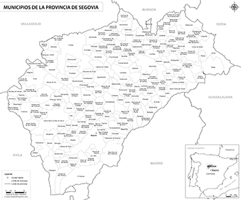 Mapa provincia de Segovia blanco