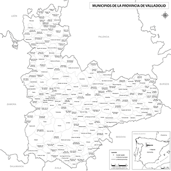Mapa provincia de Valladolid blanco